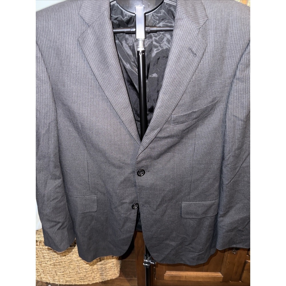 Burberry London Blazer Men 40S Black Pinstripe, Single-Breast, Two-Button